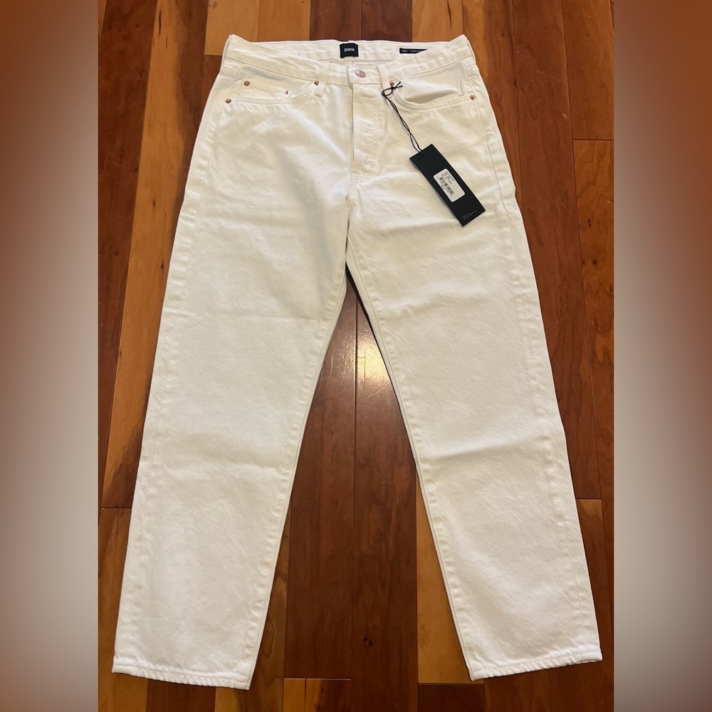 EDWIN (Anthropologie) White Jeans Hana Straight Crop Size 30 NWT Retail $208